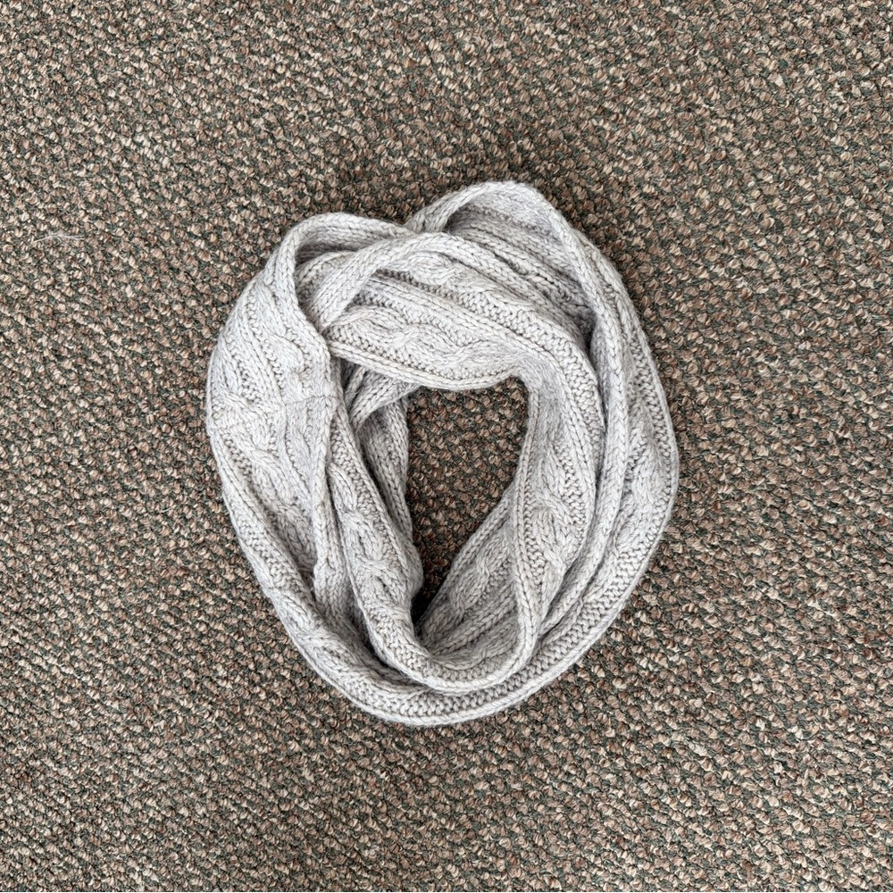 Gray Cable Knit Infinity Scarf